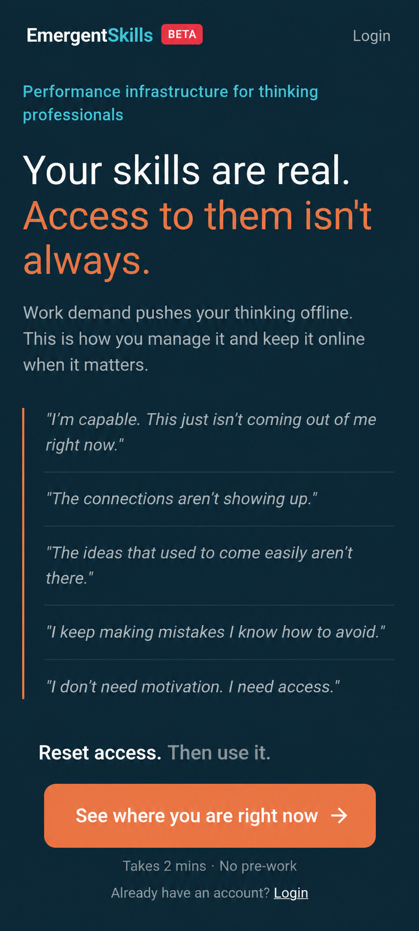 performance infrastructure for thinking professionals